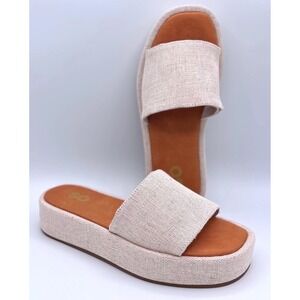 SO ‎ Women's Slides Sandals Platform Espadrille Style Beige Size 6.5 New In Box